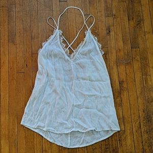 White lace trimmed tank